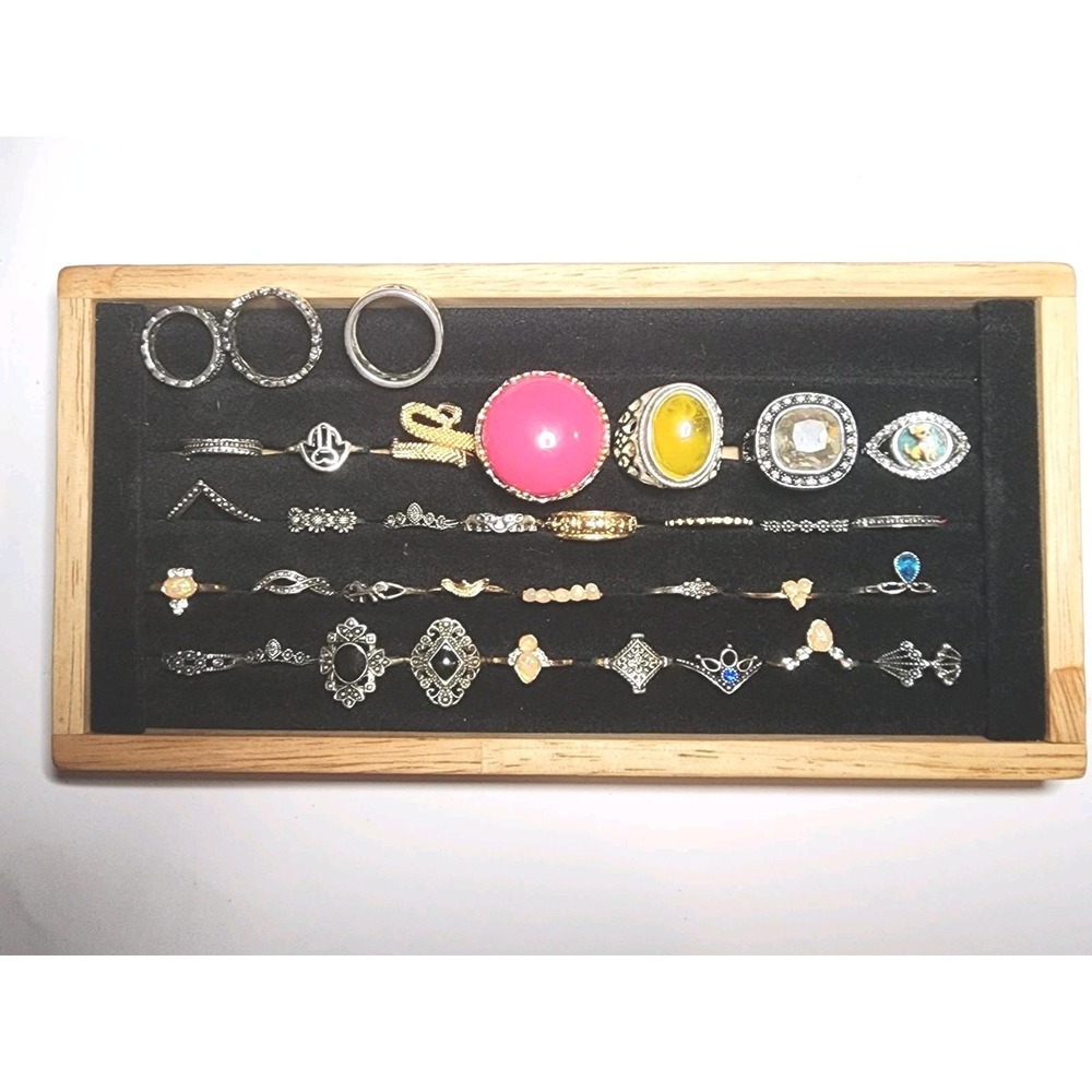 Lot Of 35 Silver And Gold Tone Rings Fashion Custom Jewelry Mixed Styles & Sizes